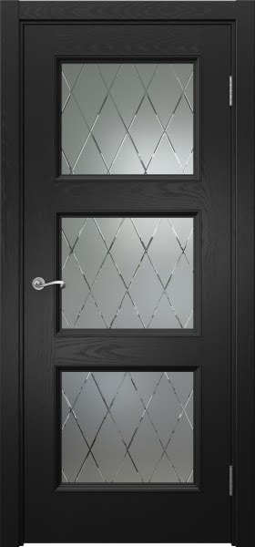 Межкомнатная дверь Actus 4.3P шпон ясень черный, матовое стекло с гравировкой
