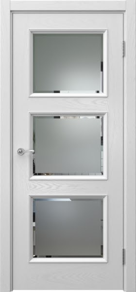 Межкомнатная дверь Actus 4.3P шпон ясень серый, матовое стекло с фацетом