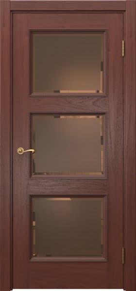 Межкомнатная дверь Actus 4.3PT шпон красное дерево, матовое бронзовое стекло с фацетом