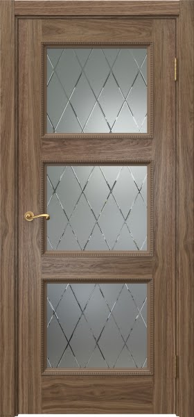 Межкомнатная дверь Actus 4.3PT шпон американский орех, матовое стекло с гравировкой