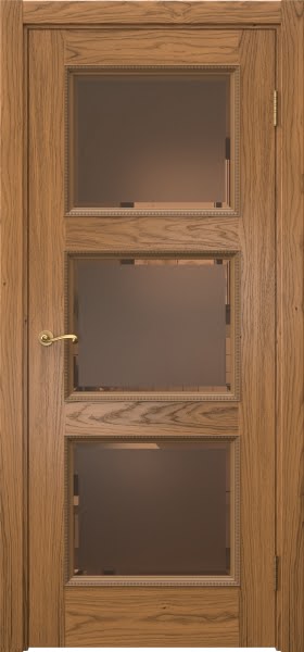 Межкомнатная дверь Actus 4.3PT шпон дуб шервуд, матовое бронзовое стекло с фацетом
