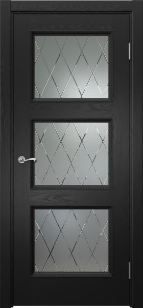 Межкомнатная дверь Actus 4.3PT шпон ясень черный, матовое стекло с гравировкой