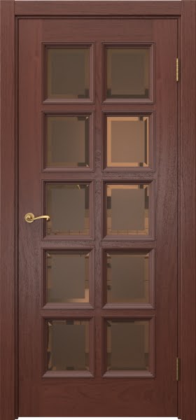 Межкомнатная дверь Actus 5.10 шпон красное дерево, матовое бронзовое стекло с фацетом