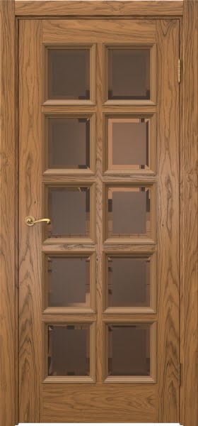 Межкомнатная дверь Actus 5.10 шпон дуб шервуд, матовое бронзовое стекло с фацетом