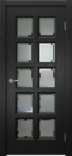 Межкомнатная дверь Actus 5.10 шпон ясень черный, матовое стекло с фацетом