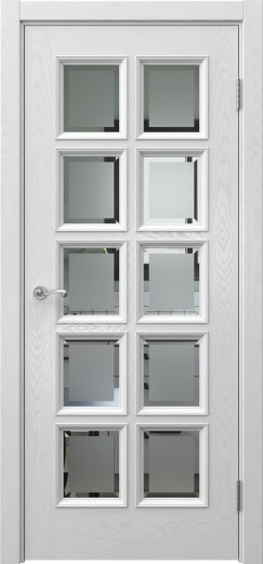 Межкомнатная дверь Actus 5.10 шпон ясень серый, матовое стекло с фацетом