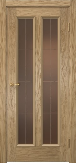 Межкомнатная дверь Actus 5.2 натуральный шпон дуба, матовое бронзовое стекло с гравировкой