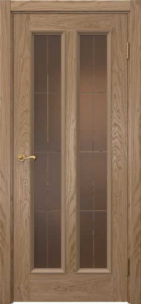 Межкомнатная дверь Actus 5.2 шпон дуб светлый, матовое бронзовое стекло с гравировкой