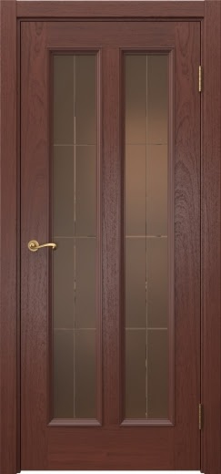 Межкомнатная дверь Actus 5.2 шпон красное дерево, матовое бронзовое стекло с гравировкой
