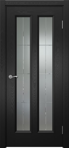 Межкомнатная дверь Actus 5.2 шпон ясень черный, матовое стекло с гравировкой