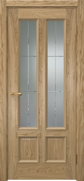 Межкомнатная дверь Actus 5.4 натуральный шпон дуба, матовое стекло с гравировкой