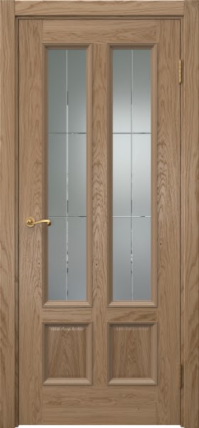 Межкомнатная дверь Actus 5.4 шпон дуб светлый, матовое стекло с гравировкой