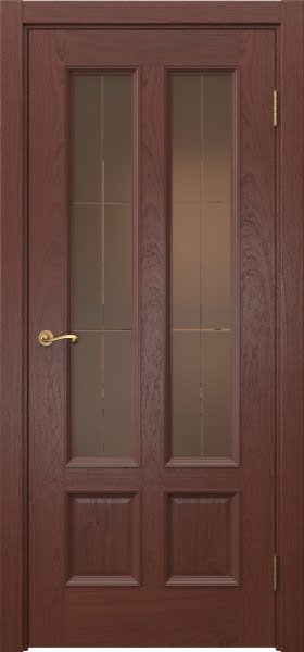Межкомнатная дверь Actus 5.4 шпон красное дерево, матовое бронзовое стекло с гравировкой