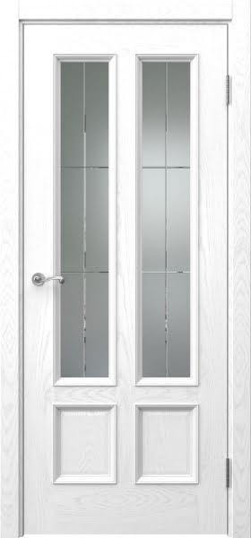 Межкомнатная дверь Actus 5.4 шпон ясень белый, матовое стекло с гравировкой
