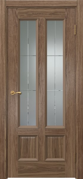 Межкомнатная дверь Actus 5.4 шпон американский орех, матовое стекло с гравировкой