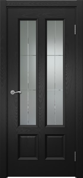 Межкомнатная дверь Actus 5.4 шпон ясень черный, матовое стекло с гравировкой