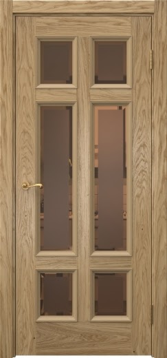 Межкомнатная дверь Actus 5.6 натуральный шпон дуба, матовое бронзовое стекло с фацетом
