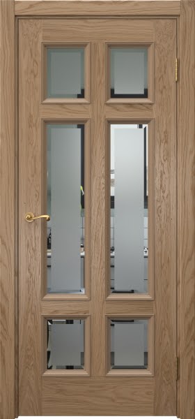 Межкомнатная дверь Actus 5.6 шпон дуб светлый, матовое стекло с фацетом