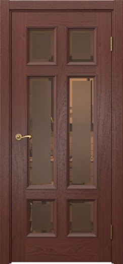 Межкомнатная дверь Actus 5.6 шпон красное дерево, матовое бронзовое стекло с фацетом