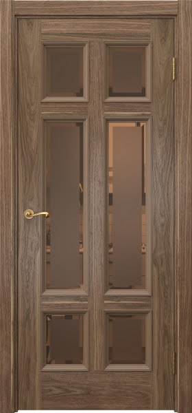 Межкомнатная дверь Actus 5.6 шпон американский орех, матовое бронзовое стекло с фацетом