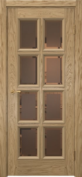 Межкомнатная дверь Actus 5.8 натуральный шпон дуба, матовое бронзовое стекло с фацетом
