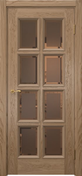 Межкомнатная дверь Actus 5.8 шпон дуб светлый, матовое бронзовое стекло с фацетом