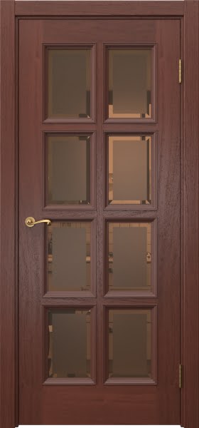 Межкомнатная дверь Actus 5.8 шпон красное дерево, матовое бронзовое стекло с фацетом