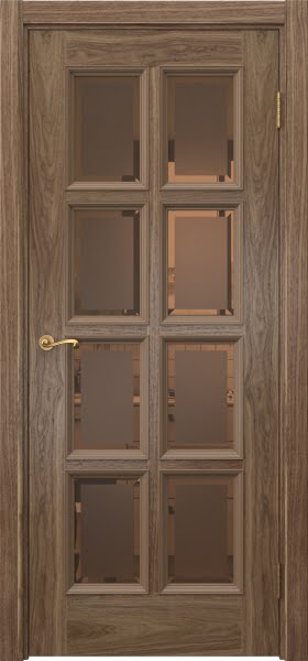 Межкомнатная дверь Actus 5.8 шпон американский орех, матовое бронзовое стекло с фацетом