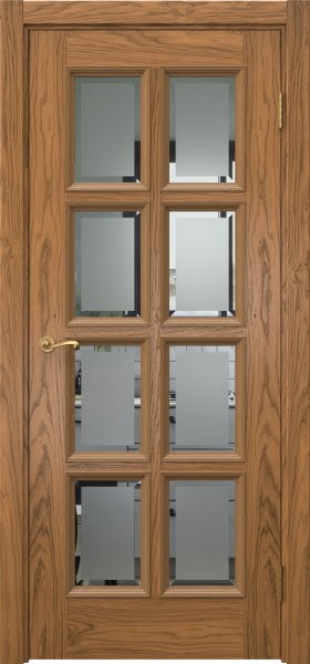 Межкомнатная дверь Actus 5.8 шпон дуб шервуд, матовое стекло с фацетом