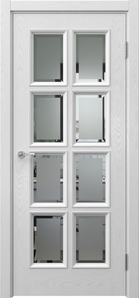 Межкомнатная дверь Actus 5.8 шпон ясень серый, матовое стекло с фацетом