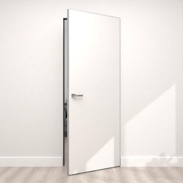 Скрытая дверь Invi 1.0 экошпон белый, алюминиевая кромка с 4 сторон