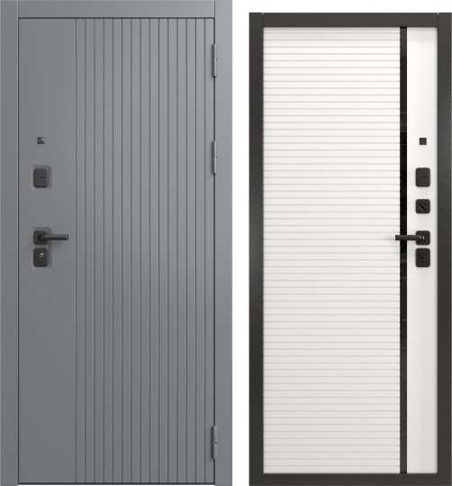 Входная дверь Н-176/173 люкс (Шагрень графит мягкая / Шагрень белая мягкая)