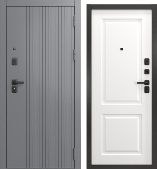 Входная дверь Н-176/32 люкс (Шагрень графит мягкая / Шагрень белая мягкая)
