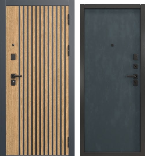 Входная дверь Н-176/Гладкая люкс (Дуб кантри темный / Бетон графит)