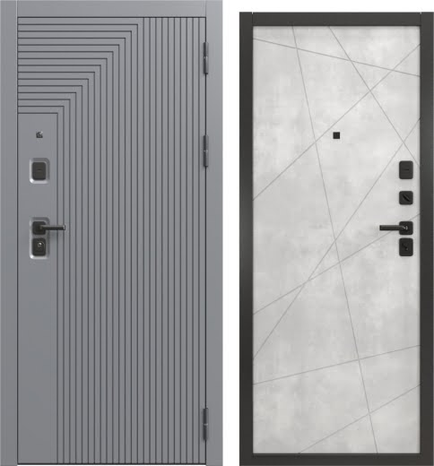 Дверь входная Н-231/127 люкс (Шагрень графит / бетон светлый)