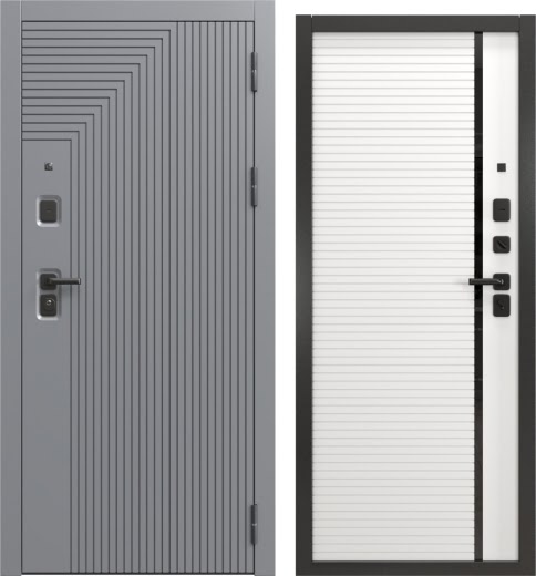 Дверь входная Н-231/173 люкс (Шагрень графит / Шагрень белая)