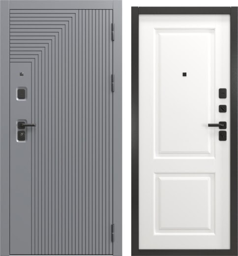 Дверь входная Н-231/32 люкс (Шагрень графит / Шагрень белая)