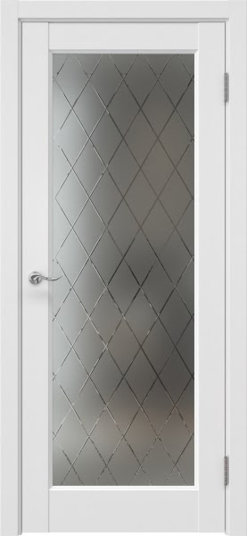 Межкомнатная дверь Tabula 1.1 эмалит серый, матовое стекло с гравировкой ромб