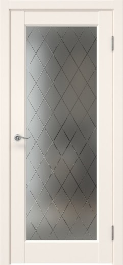 Межкомнатная дверь Tabula 1.1 эмалит кремовый, матовое стекло с гравировкой ромб