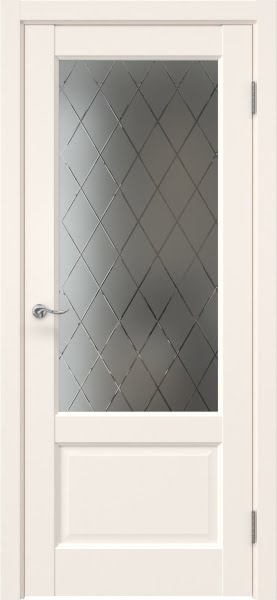 Межкомнатная дверь Tabula 1.2 эмалит кремовый, матовое стекло с гравировкой ромб