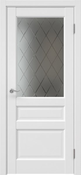 Межкомнатная дверь Tabula 1.3 эмалит серый, матовое стекло с гравировкой ромб
