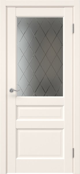 Межкомнатная дверь Tabula 1.3 эмалит кремовый, матовое стекло с гравировкой ромб