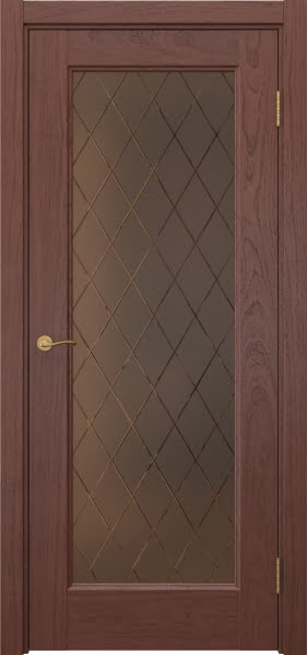 Межкомнатная дверь Vetus 1.1 шпон красное дерево, сатинат бронзовый с гравировкой