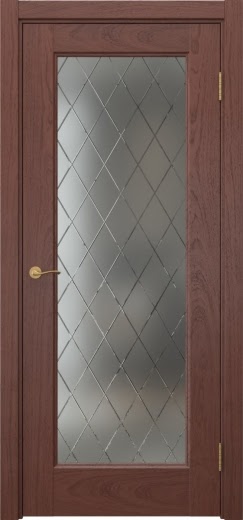 Межкомнатная дверь Vetus 1.1 шпон красное дерево, матовое стекло с гравировкой