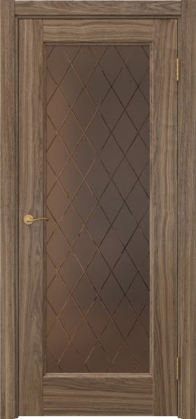 Межкомнатная дверь Vetus 1.1 шпон американский орех, сатинат бронзовый с гравировкой