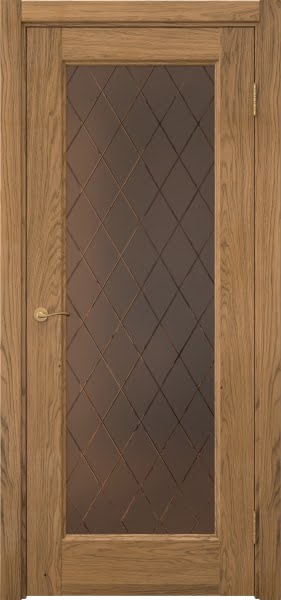 Межкомнатная дверь Vetus 1.1 шпон дуб шервуд, сатинат бронзовый с гравировкой