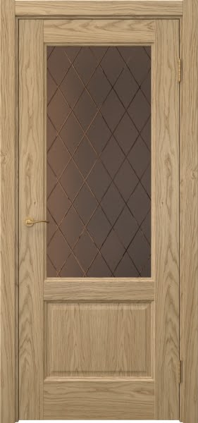 Межкомнатная дверь Vetus 1.2 натуральный шпон дуба, сатинат бронзовый с гравировкой