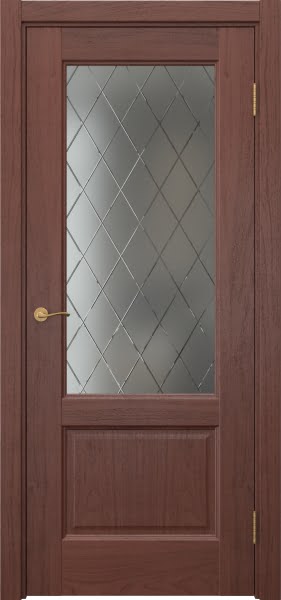 Межкомнатная дверь Vetus 1.2 шпон красное дерево, матовое стекло с гравировкой