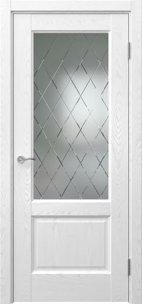 Межкомнатная дверь Vetus 1.2 шпон ясень белый, матовое стекло с гравировкой