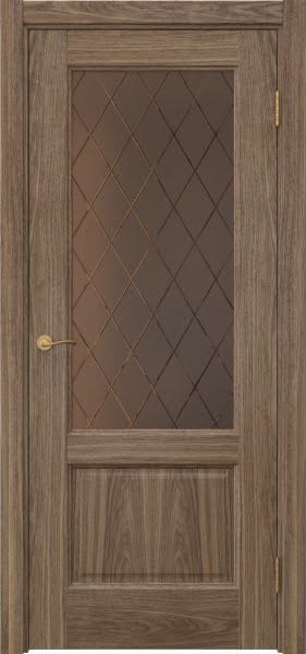 Межкомнатная дверь Vetus 1.2 шпон американский орех, сатинат бронзовый с гравировкой